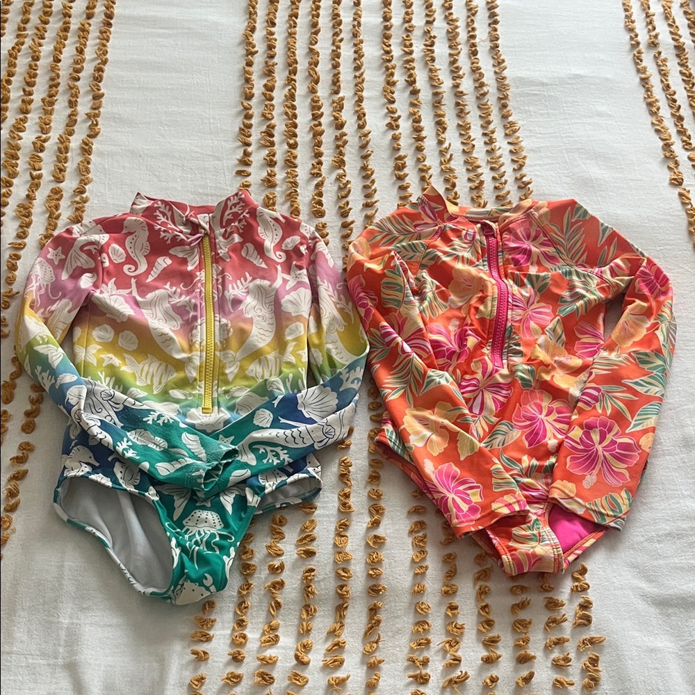 Kids Long-Sleeve Rash Guard Swimsuits
